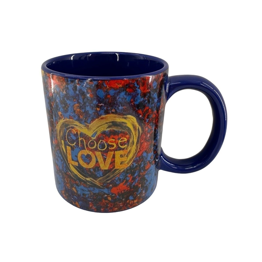 Penzeys "Choose Love"‎ Ceramic Mug Cup I will vote blue coffee tea heart social